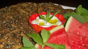 Manaeesh with Lebanese Yogurt and Watermelon manaeesh 016