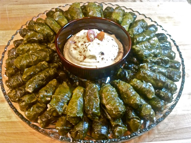 Stuffed Grape Leaves with Hummus